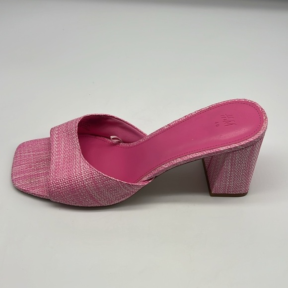H&M - Pink Open Toe Straw Like Lightweight Slip On Heeled Sandal Size 40 - Picture 11 of 14